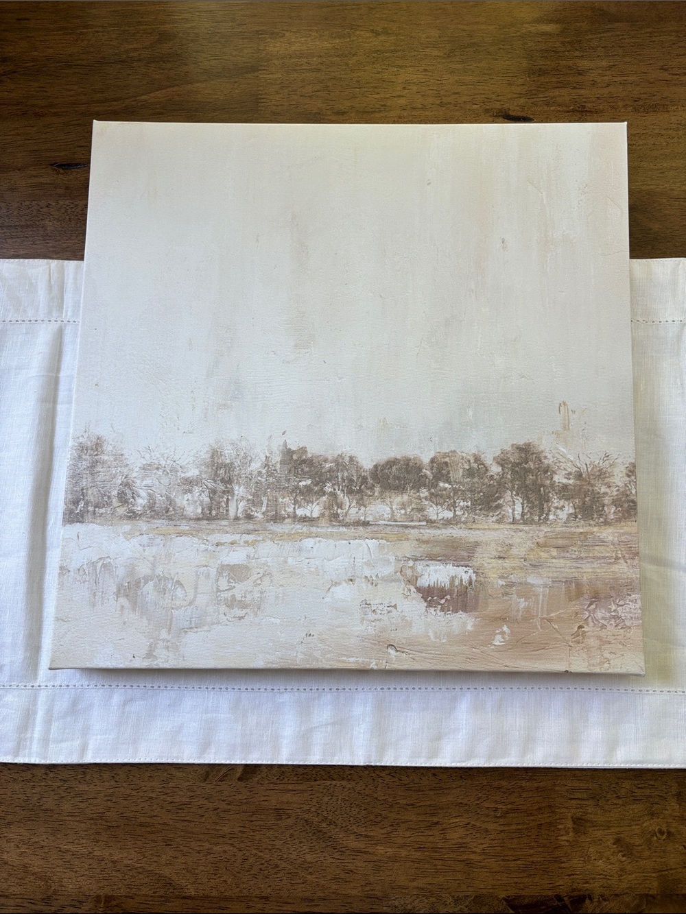 Neutral Landscape Canvas Wall Art - Beige and Cream Tones 15x15”